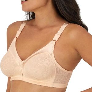 NEW Bali 3372 Double Support Lace Wirefree Bra 40DD Beige NEW WITH TAGS